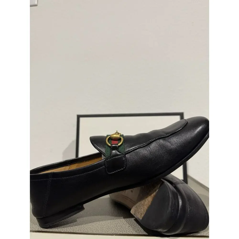 Gucci Mens Brixton Web Trimmed Horsebit Collapsible Heel Loafers Sz 8.5 $990